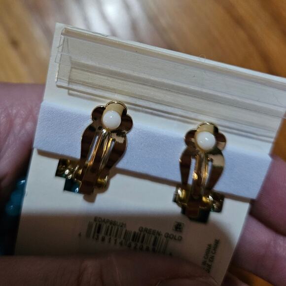 Open Edit @ Nordstrom Beaded Fringe Clip-On Earrings in Green-Gold - Picture 6 of 8